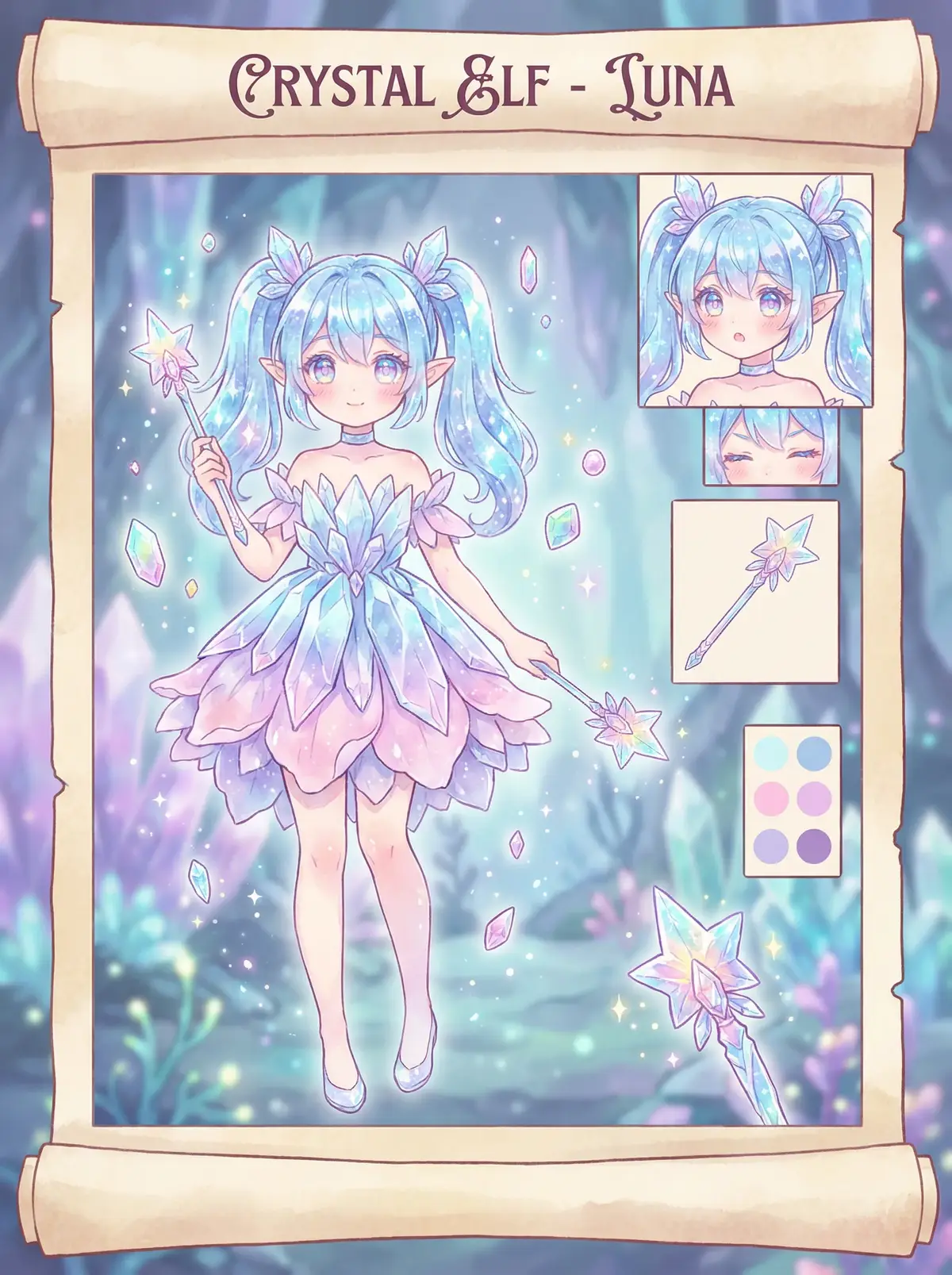 云朵棉花糖作品 - 水晶精灵露娜角色设定